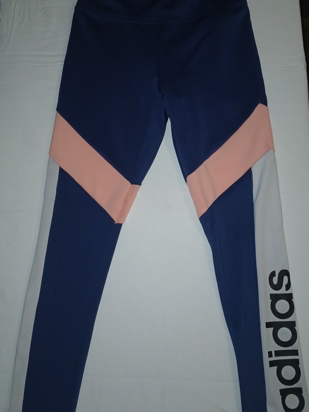 Adidas Navy, Pink & White Colorblock  Leggings